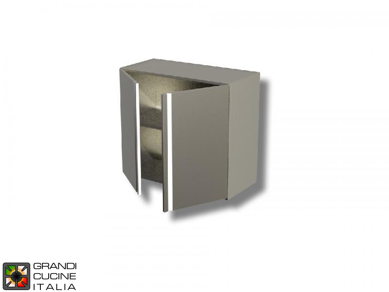  Stainless Steel Hanging Cabinet with Hinged Door - AISI 430 - Length 60 Cm - Height 65 Cm - 2 Shelves