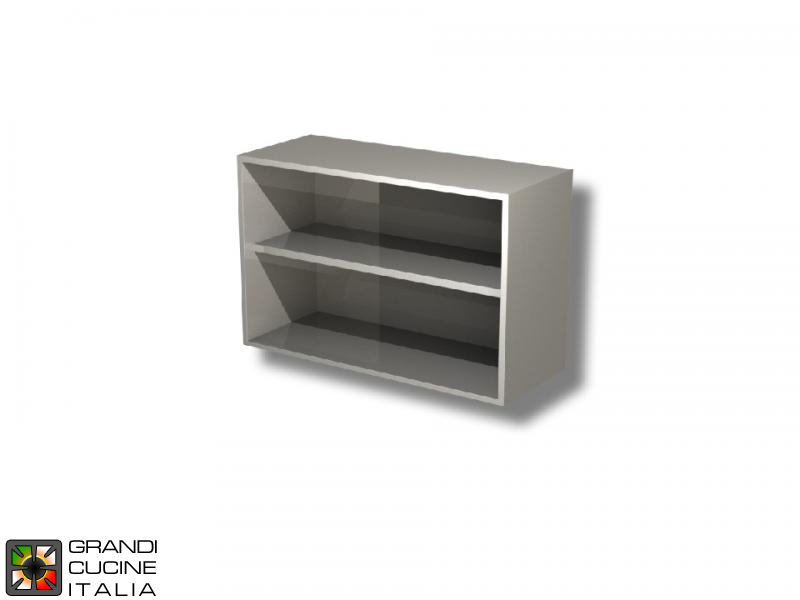  Stainless Steel Open Hanging Cabinet - AISI 430 - Length 130 Cm - Height 65 Cm - 2 Shelves