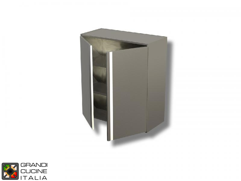  Stainless Steel Hanging Cabinet with Hinged Door - AISI 430 - Length 50 Cm - Height 100 Cm - 3 Shelves