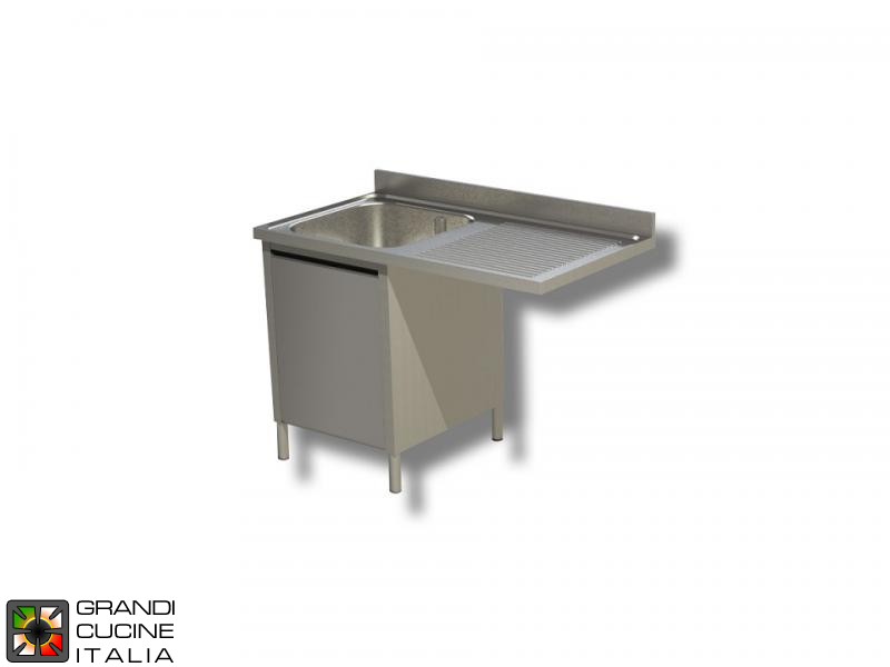  Cabinet Sink Unit with Dishwasher Hollow - Hinged Door - AISI 430 - Length 120 Cm - Width 60 Cm - Right Drainer - Single Basin - Bottom Shelf