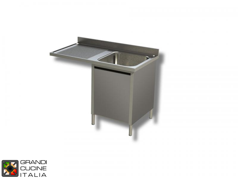  Cabinet Sink Unit with Dishwasher Hollow - Hinged Door - AISI 430 - Length 120 Cm - Width 60 Cm - Left Drainer - Single Basin - Bottom Shelf