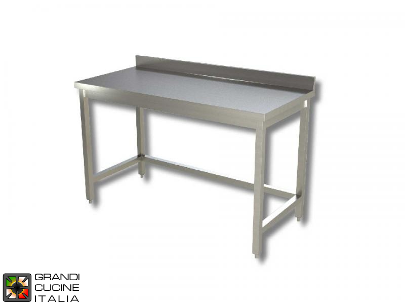  Stainless Steel Work table with Frame - AISI 304 - Length 180 Cm - Width 70 Cm - with Backsplash