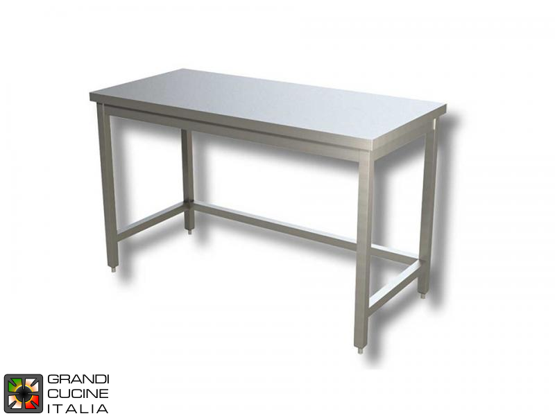  Tavolo da Lavoro in Acciaio Inox con Telaio - AISI 304 - Larghezza 50 Cm - Profondità 60 Cm