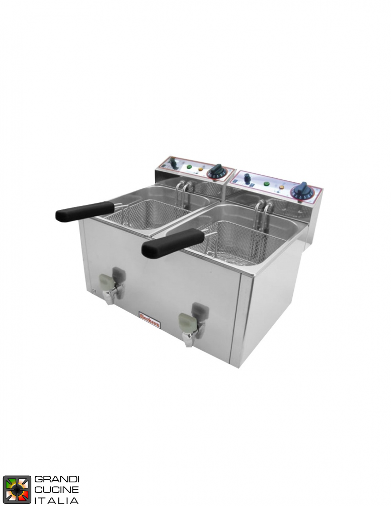  Stainless steel electric fryer - Capacity 10 liters x2 - Extractable basin