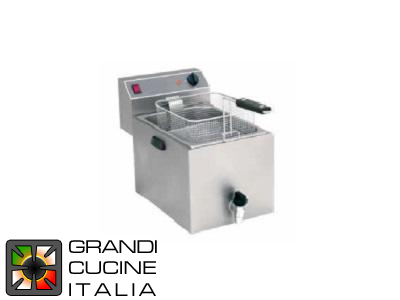  Stainless steel electric fryer - Extractable basin 9 liters - Oil drain tap - Adjustable temperature 0 ° -190 ° C - Including basket