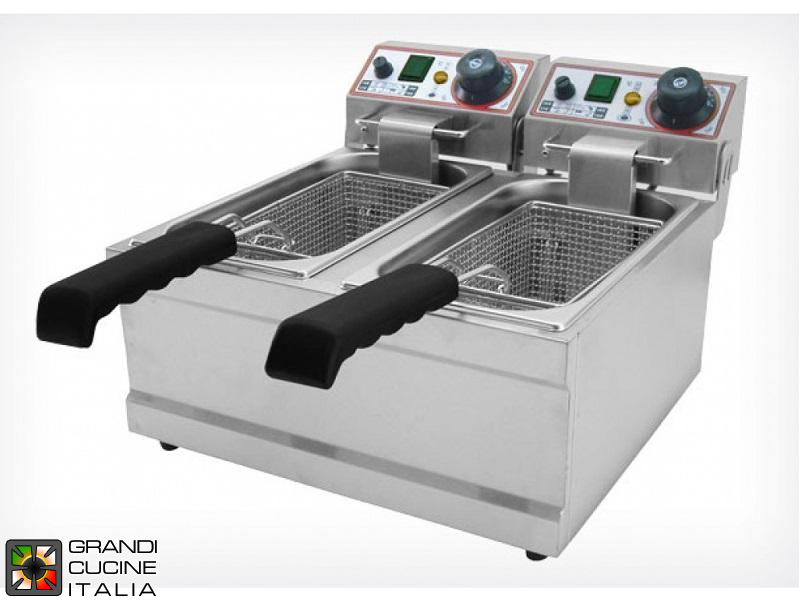  Stainless steel electric fryer - Capacity 4 liters x2 - Extractable basin
