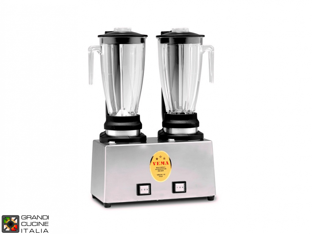  Mixer Blender double jug - Double jug with blades - Capacity  1,2+1,2 liters - Transparent jug - 2 speed