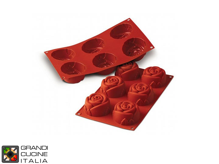  Food-safe Silicone mold for N°6 Roses Ø76x40h mm - SF077