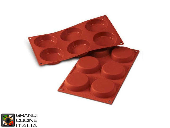  Stampo in silicone alimentare per N°6 Flan Ø80 h 18 mm  - SF047