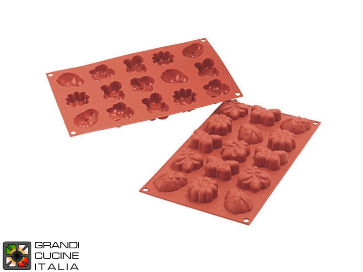  Food-safe Silicone mold for N°15 Mini Springlife Shapes  50x38x20h mm - SF135