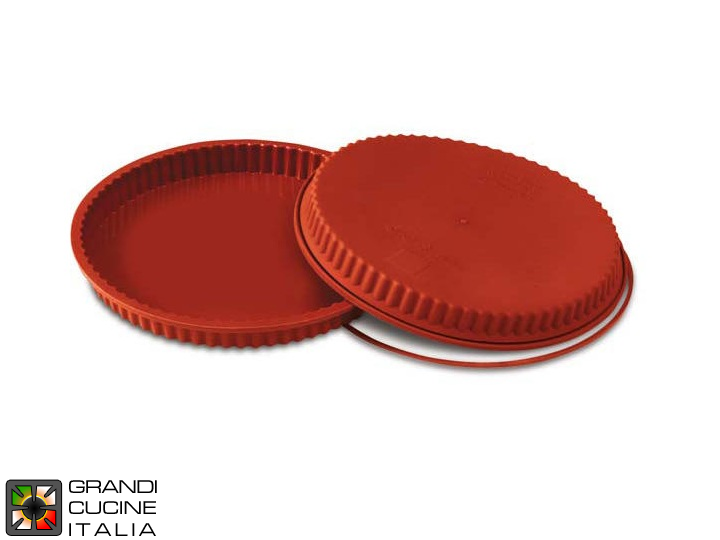  Tortiera rotonda per crostata in silicone alimentare Ø240x30h mm - SFT424
