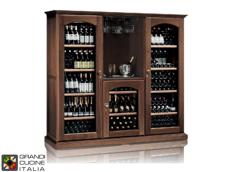  Refrigerated Cellar - Wood Series - Static Refrigeration - Bottles Capacity N° 326 - Solid Wood Finishing - Glass Door - Arranged for Wine Conservation