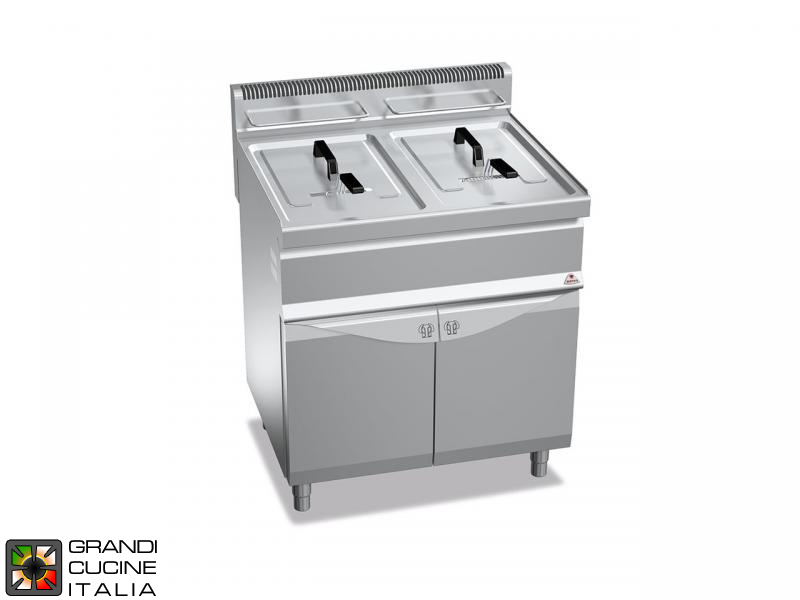 Gas Fryer - 2 Tanks - Open Cabinet - Indirect Heating - Capacity 18+18 Liters - Electric ignition 14+14KW