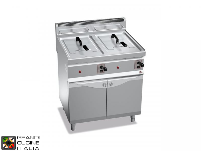  Gas Fryer - 2 Tanks - Open Cabinet - Direct Heating - Capacity 10+10 Liters - 6,9+6,9KW - Piezoelectric ignition