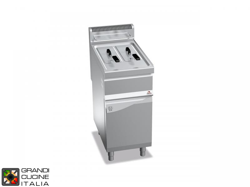  Gas Fryer - 2 Tanks - Open Cabinet - Direct Heating - Capacity 7+7 Liters - Turbo 4,6+4,6KW - Piezoelectric ignition