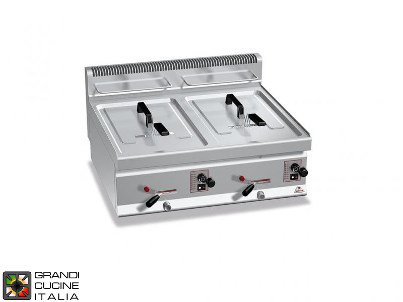  Gas Fryer - 2 Tanks - Tabletop - Direct Heating - Capacity 10+10 Liters - Turbo 6,9+6,9KW - Piezoelectric ignition