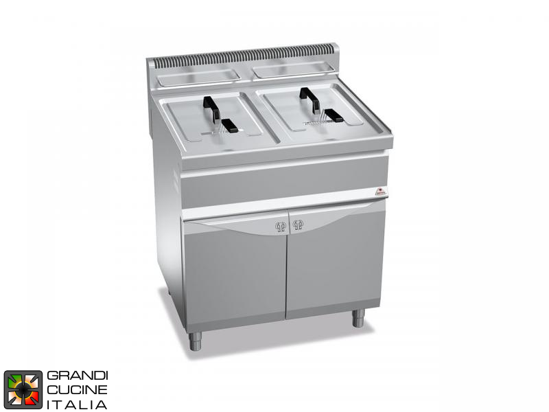  Gas Fryer - 2 Tanks - Open Cabinet - Direct Heating - Capacity 20+20 Liters - Turbo 16,5+16,5KW - Piezoelectric ignition