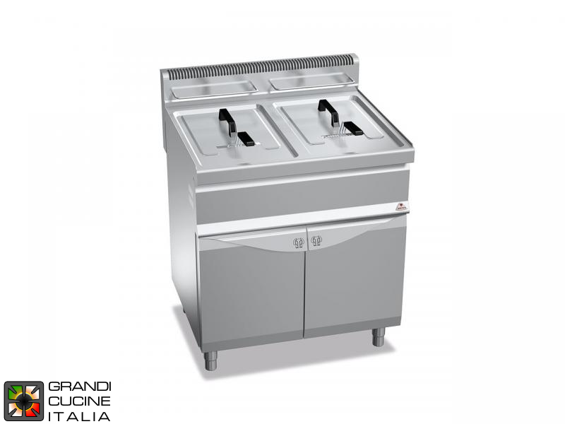  Gas Fryer - 2 Tanks - Open Cabinet - Direct Heating - Capacity 15+15 Liters - 12,7+12,7KW - Piezoelectric ignition