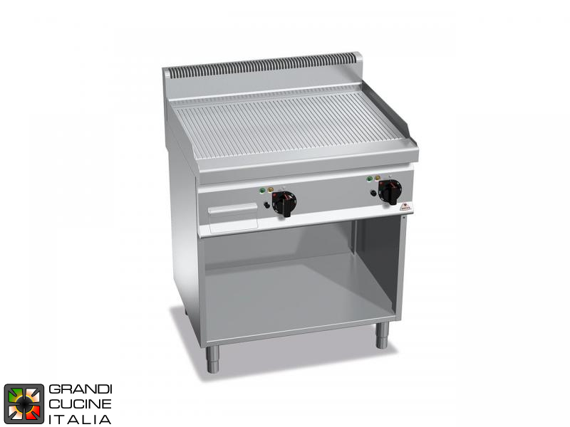  Gas FryTop - 2 Zones - Open Cabinet - Grooved Plate