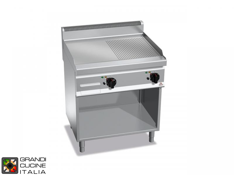  Gas FryTop - 2 Zones - Open Cabinet - Smooth+Grooved Plate