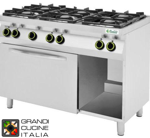  Gas cooker with 6-burner gas oven with stainless steel doors