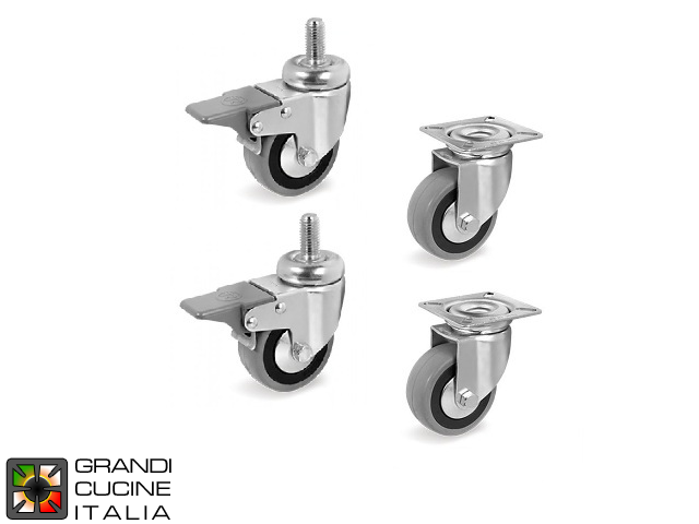  Set of 4 wheels (2 with brakes)