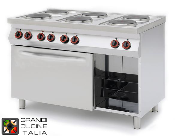  Cucina con 6 piastre elettriche tonde su forno ventilato elettrico GN1/ 1