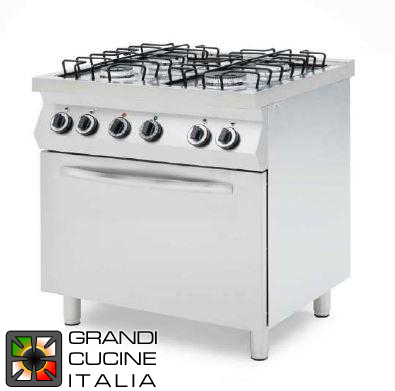  Cucina a gas 4 fuochi con forno a gas statico GN1/1