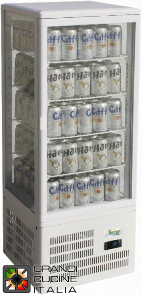  4-sided ventilated counter display case - 4 shelves - 98 lt