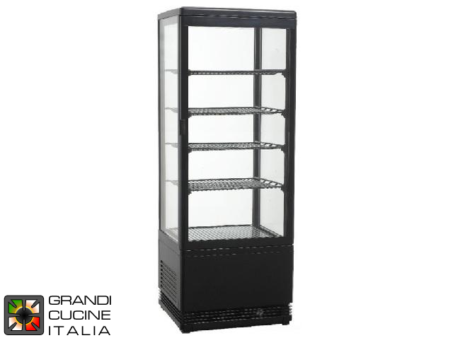  Vertical Refrigerated Cabinet - 4 Adjustable Shelves - Temperature Range +2/+12 °C - Black Color