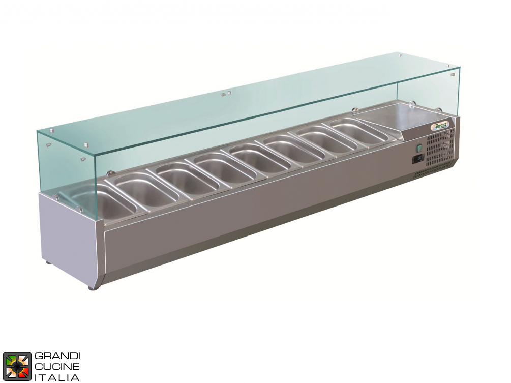  Refrigerated glass cabinet for Ingredients - Positive Temperature +2 / +8°C - Width 180 Cm