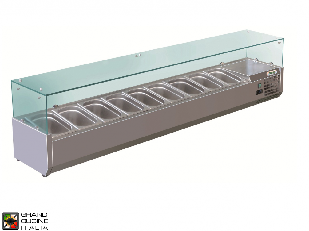  Refrigerated glass cabinet for Ingredients - Positive Temperature +2 / +8°C - Width 200 Cm