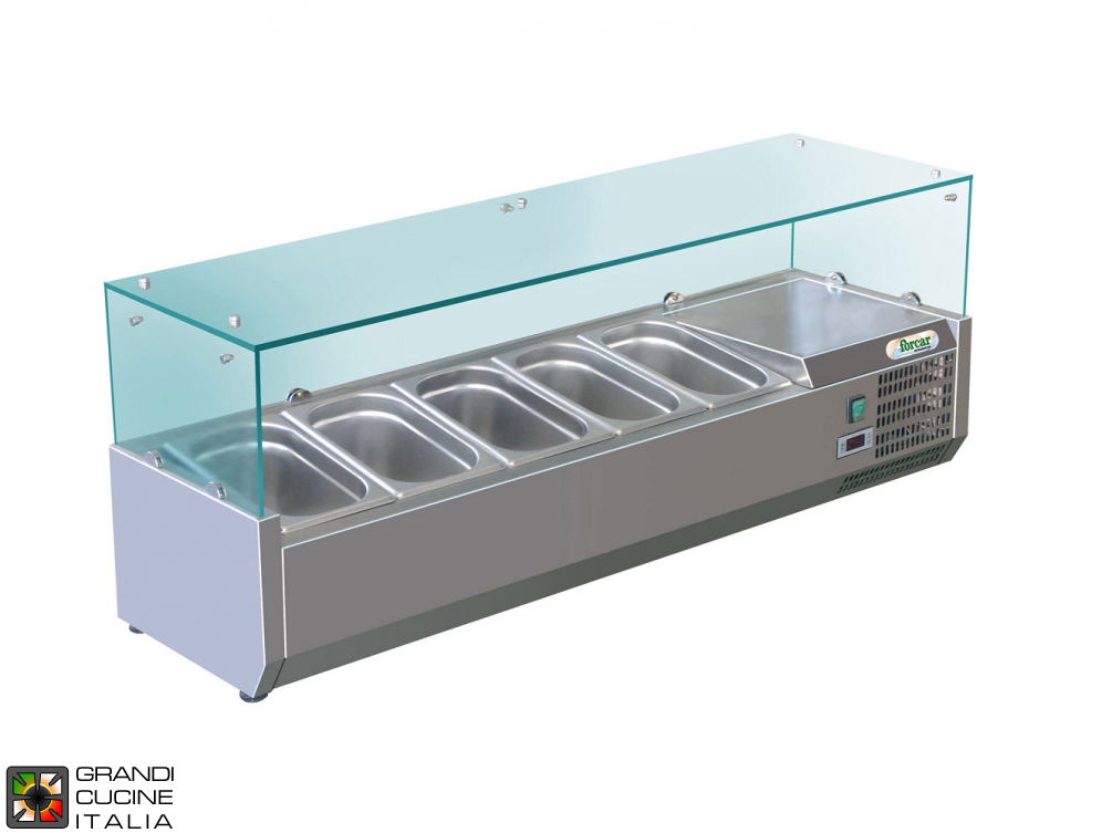  Refrigerated glass cabinet for Ingredients - Positive Temperature +2 / +8°C - Width 140 Cm