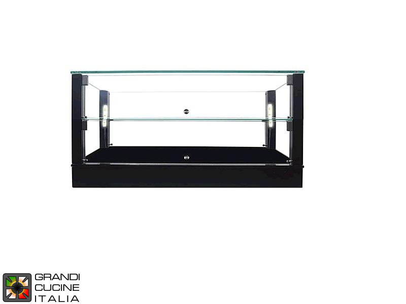 Neutral Countertop Showcase - 2 Shelves - Black Color - Width 720 mm
