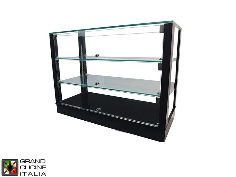 Neutral Countertop Showcase - 3 Shelves - Black Color - Width 500 mm