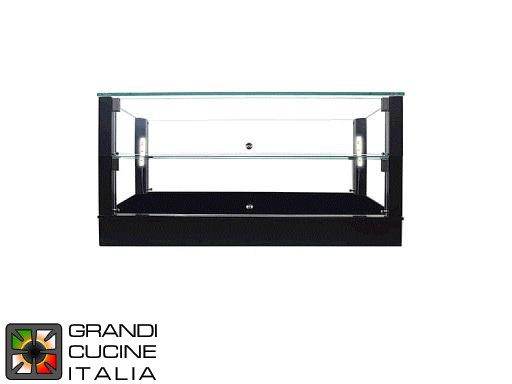  Neutral Countertop Showcase - 2 Shelves - Black Color - Width 500 mm